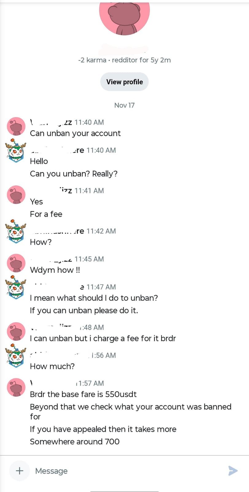 Meta Ban Wave 2026 recovery scam message on Reddit